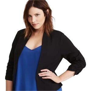 Torrid Deluxe Stretch Ruched Sleeve Black Blazer